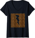 Womens Leopard Lightning Shirt Cheetah Animal Print Tee Wildlife V Neck T Shirt Premium Print Everyday Wear