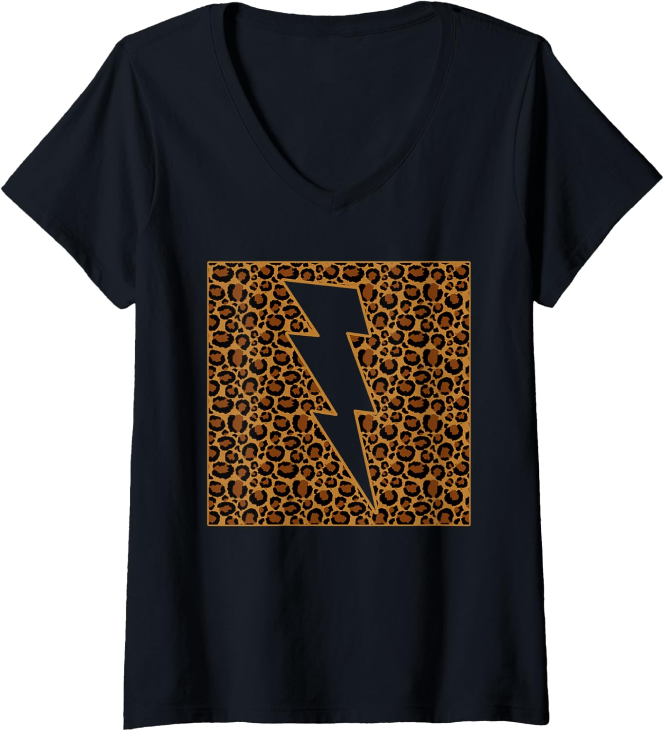 Womens Leopard Lightning Shirt Cheetah Animal Print Tee Wildlife V Neck T Shirt Premium Print Everyday Wear