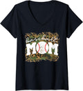 Womens Baseball game Leopard Mom Funny Softball Mother s Day 2023 V Neck Apparel Premium Print US Top Pick