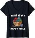 Womens Yarn Collection YARN IS MY HAPPY PLACE Funny Yarn Collector V-Neck Yarn Supply | Trending 2025 | Customer Favo...