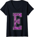 Womens Leopard Cheetah Print Capital Letter E Monogram Initial Pink V Neck Apparel Viral TikTok Find Best Seller Look