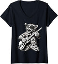 Womens Cheetah Animal Guitar Player Guitarist V Neck Apparel Viral TikTok Find Everyday Wear