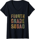 FOURTH GRADE SQUAD Leopard Print Teacher Hello 4th Gr Rocks V Neck Apparel Premium Print Everyday Wear