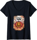 Womens Falling for Yarn Knitting, Cute Autumn Pumpkin Yarn V-Neck Yarn Supply | Premium Quality | High CTR Title