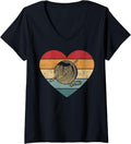Womens Retro Heart Yarn Ball Crochet Lovers Retro Crocheters V-Neck Yarn Supply | Top Rated | Best Seller Choice