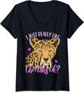 Womens Cheetah I Just Really Like Cheetahs Ok V Neck Apparel Viral TikTok Find Gift Ready