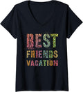 Womens Vintage BEST FRIENDS VACATION Leopard Print Summer Trip V Neck Apparel Viral TikTok Find US Top Pick