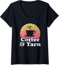 Womens Coffee and Yarn V-Neck Yarn Supply | High Search Volume | Best Seller Choice