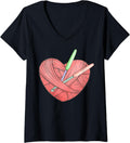 Womens Crochet Lover Gift Yarn Heart Knitter Tee Knitting V-Neck T-Shirt | Viral US Pick | Customer Favorite