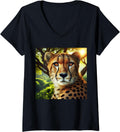 Womens Cheetah Wild Animal Lovers Cheetah Print Fastest Land Animal V Neck Apparel Comfort Fit Gift Ready