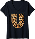 Womens Letter U Cheetah Leopard Initial Print Name Zebra Matching V Neck Apparel Trending US US Top Pick