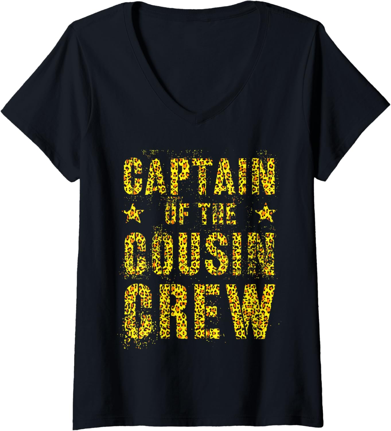 Womens CAPTAIN OF THE COUSIN CREW Leopard Print Funny Grandma V Neck Apparel High Search Demand Best Seller Look