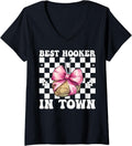 Womens Best Hooker in Town Crocheting Crocheter Knitting Yarn Girl V-Neck Yarn Supply | Viral US Pick | Best Seller C...