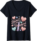 Womens Hooked and Unbothered Chill Crochet Mood Yarn Lover Crafters V-Neck Yarn Supply | Trending 2025 | High CTR Title