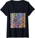 Womens JUNGLE PRINT GOLDS WITH BLUES DIAMD ZEBRA PANTHER CHEETAH V Neck Apparel Viral TikTok Find Hot Right Now