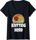 Womens Funny Knitting Nerd Shirt Gift For Knitter Crochet Yarn V-Neck T-Shirt | High Search Volume | Best Seller Choice