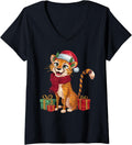 Womens Funny Cheetah Lover Xmas Holiday Santa Cheetah Christmas V Neck Apparel High Search Demand Hot Right Now