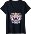 Womens Tiger tiger head tiger cub big cat cheetah safari tiger V Neck Apparel Viral TikTok Find Gift Ready