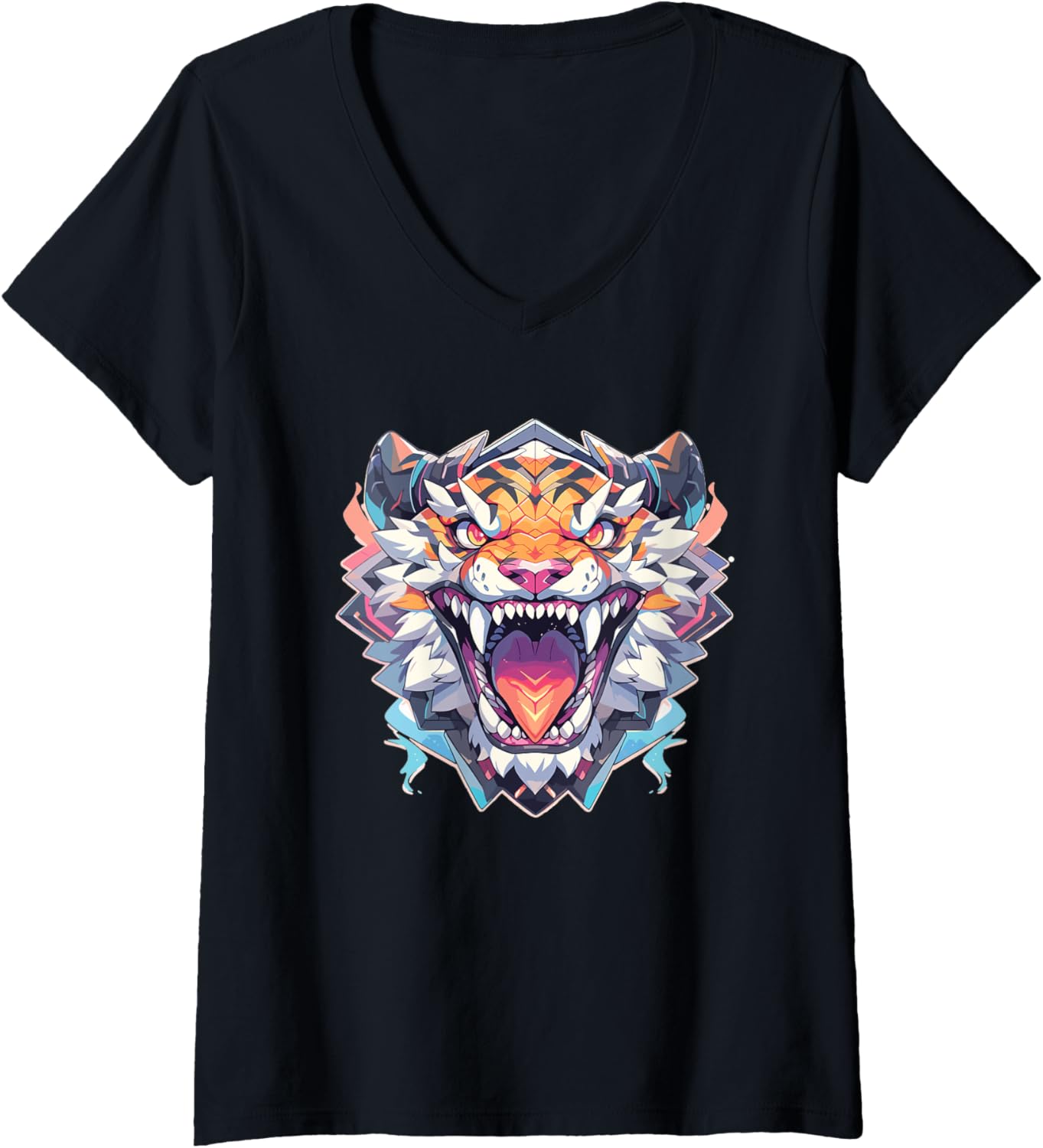 Womens Tiger tiger head tiger cub big cat cheetah safari tiger V Neck Apparel Viral TikTok Find Gift Ready