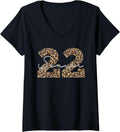 Womens Senior Class of 2022 Grad 22 Leopard Cheetah Print V Neck Apparel Premium Print Everyday Wear