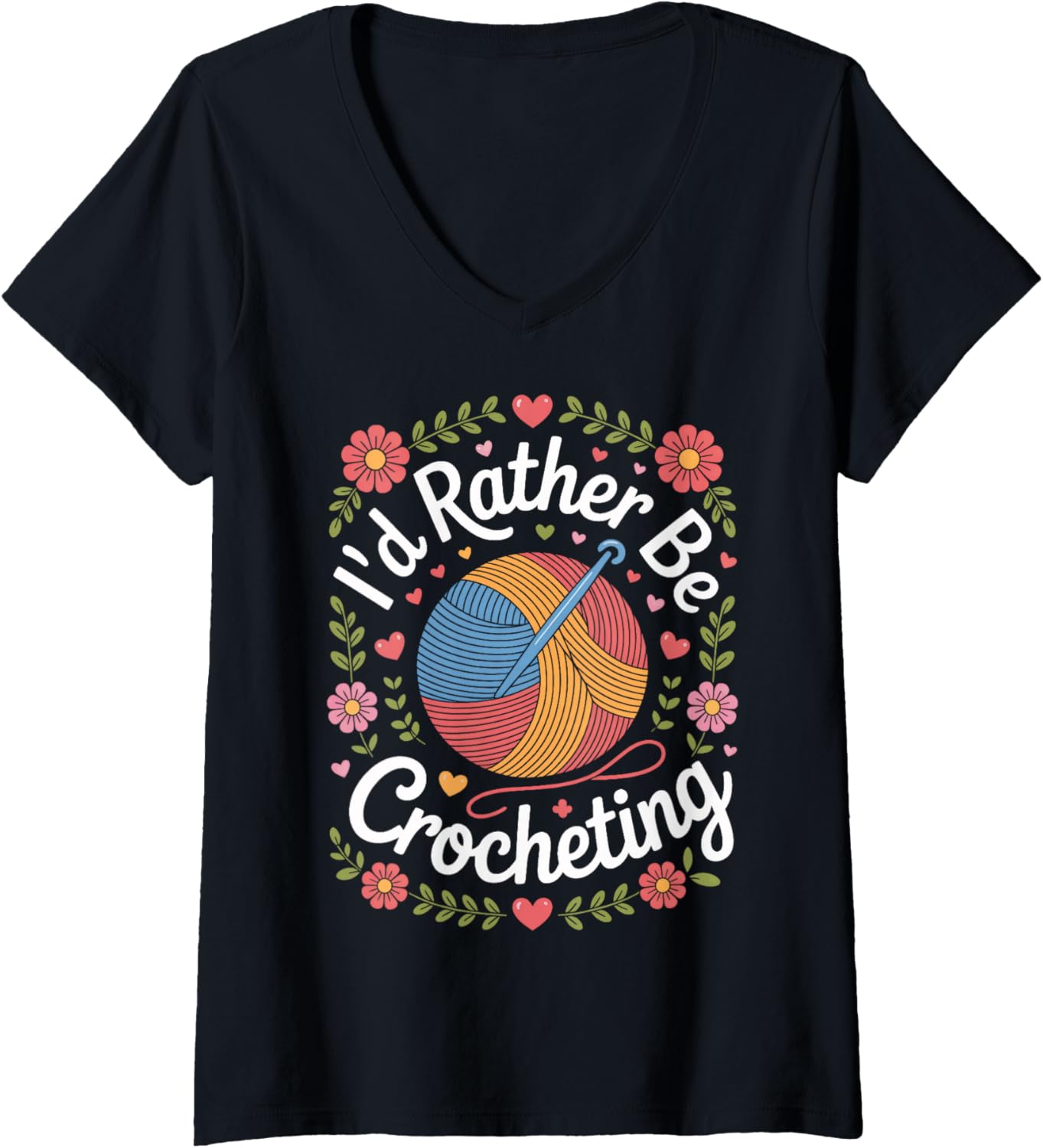 Womens Crocheting is Life I'd Rather Be Crocheting Yarn Fans V-Neck Yarn Supply | Trending 2025 | High CTR Title