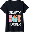 Womens Crochet Lover Funny Yarn Hook Crocheting V-Neck Yarn Supply | High Search Volume | Customer Favorite