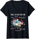 Womens Things I Do In My Spare Time Rearrange Yarn Funny Crochet V-Neck Yarn Supply | High Search Volume | Perfect fo...