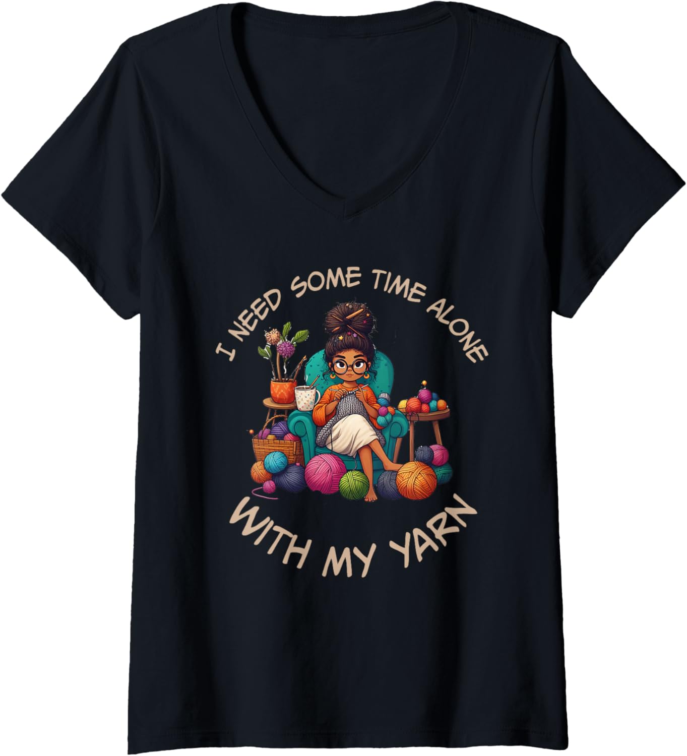 Womens Sewing Girl Knitting Knitter I need Some Time With My Yarn V-Neck Yarn Supply | Top Rated | High CTR Title