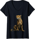 Cute Cheetah Lover Illustration Wild Cat Love V Neck Apparel Comfort Fit Best Seller Look