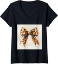 Womens Watercolour Bow Aesthetic Cheetah Leopard Print Bow V Neck Apparel High Search Demand Fan Favorite