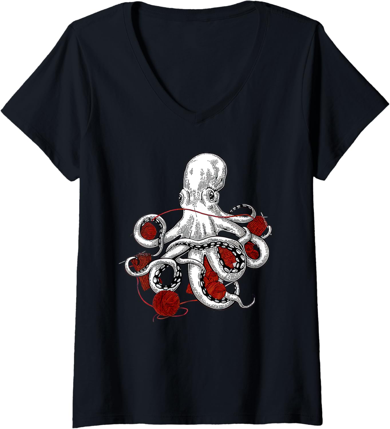 Womens Yarn vogue yarn craftopus funny octopus yarn lover V-Neck Yarn Supply | Trending 2025 | High CTR Title