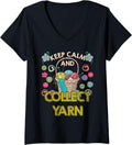 Womens Yarn Collection KEEP CALM AND COLLECT YARN Yarn Collector V-Neck Yarn Supply | Premium Quality | Best Seller C...