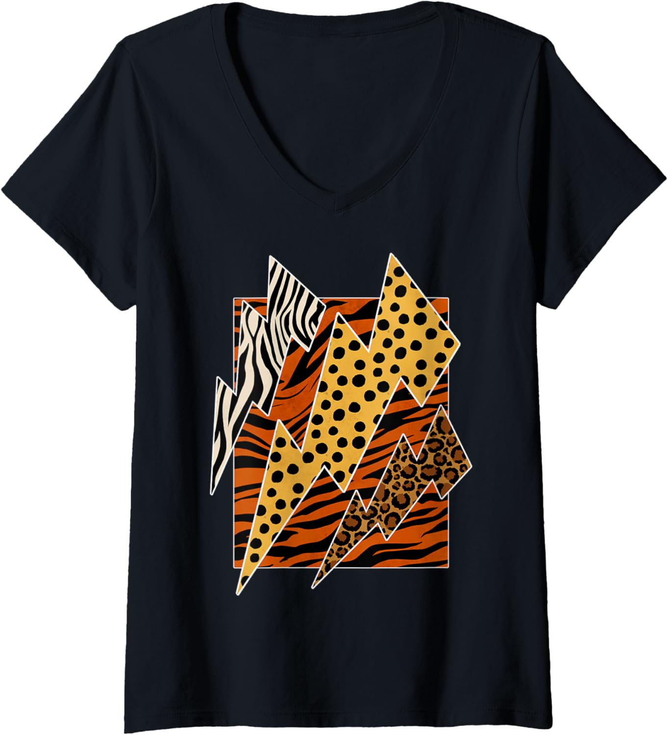 Womens Tiger Leopard Cheetah Zebra Lightning Animal Print Safari V Neck Apparel Streetwear Style Hot Right Now