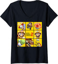 Super Mario Maker 2 Character Logo Box Grid Panel V-Neck Apparel | US Viral Style | Aesthetic Fit