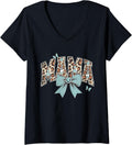 Womens Mama Coquette Bow Cheetah Leopard Print Mom Mothers Day V Neck Apparel Trending US Everyday Wear