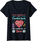 Womens Funny Crocheting Crochet Hook and Yarn Lovers V-Neck Yarn Supply | Top Rated | Perfect for Crafters