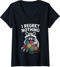 Womens I Regret Nothing Funny Raccoon Lovers Yarn Lover Men Women V-Neck Yarn Supply | High Search Volume | Best Sell...