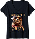 Womens Cheetah Papa Daddy Fathers Day Wild Cat Dad Cheetahs Father V Neck Apparel High Search Demand Fan Favorite