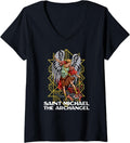 Womens Saint Michael The Archangel Catholic V-Neck Apparel | Perfect Gift Idea