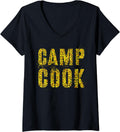 Womens CAMP COOK Leopard Print Summer Campfire Chef 2022 Girl Crew V Neck Apparel Trending US Everyday Wear