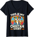 Womens Funny Wild Cat Cheetah Leopard Wildlife African Wild Animal V Neck Apparel Streetwear Style US Top Pick
