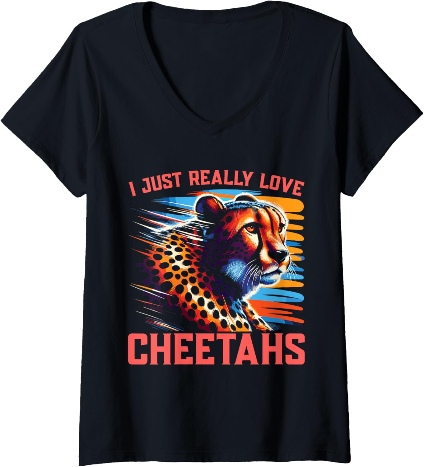 Womens Leopard Cheetah Face Wildlife Men Women Kids V Neck Apparel Streetwear Style Fan Favorite