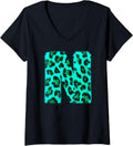 Womens Letter N Cheetah Leopard Print Blue Initial Zebra Matching V Neck Apparel High Search Demand Hot Right Now