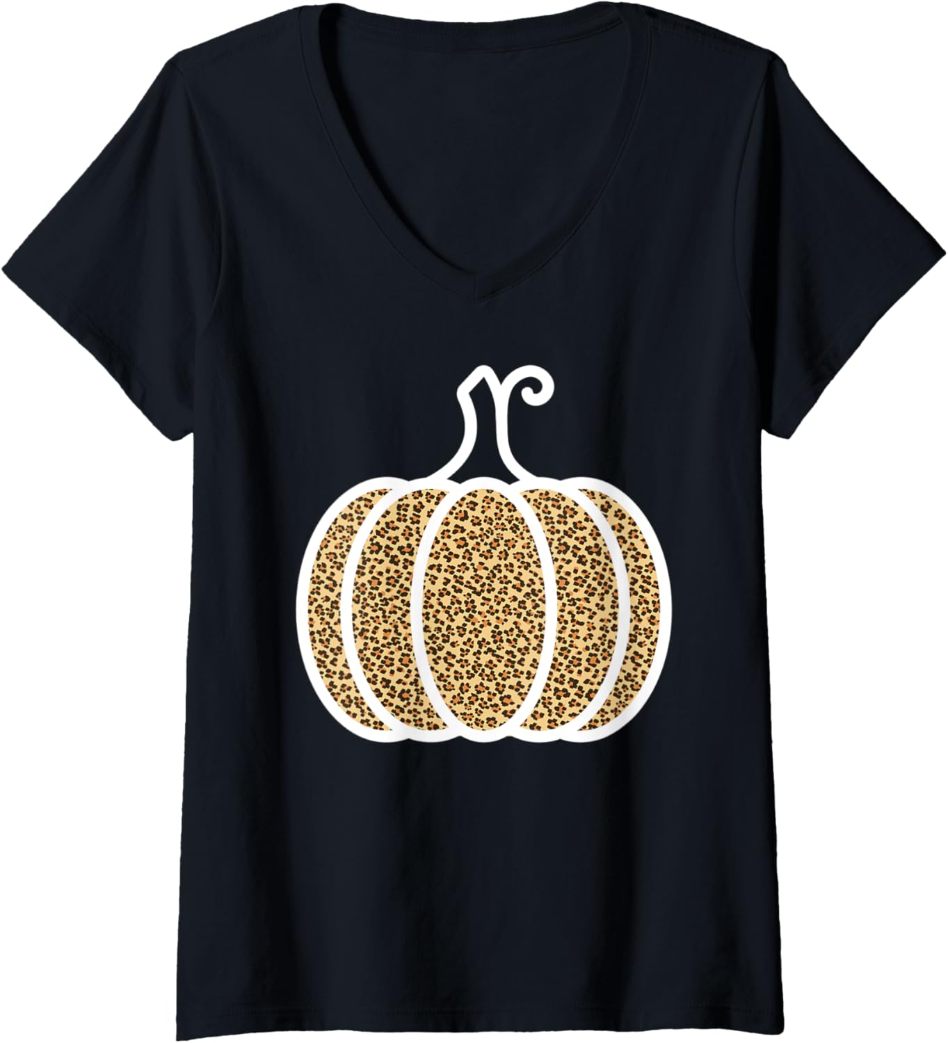 Womens Pumpkin Leopard Cheetah Print Halloween Fall Autumn V Neck Apparel Trending US US Top Pick