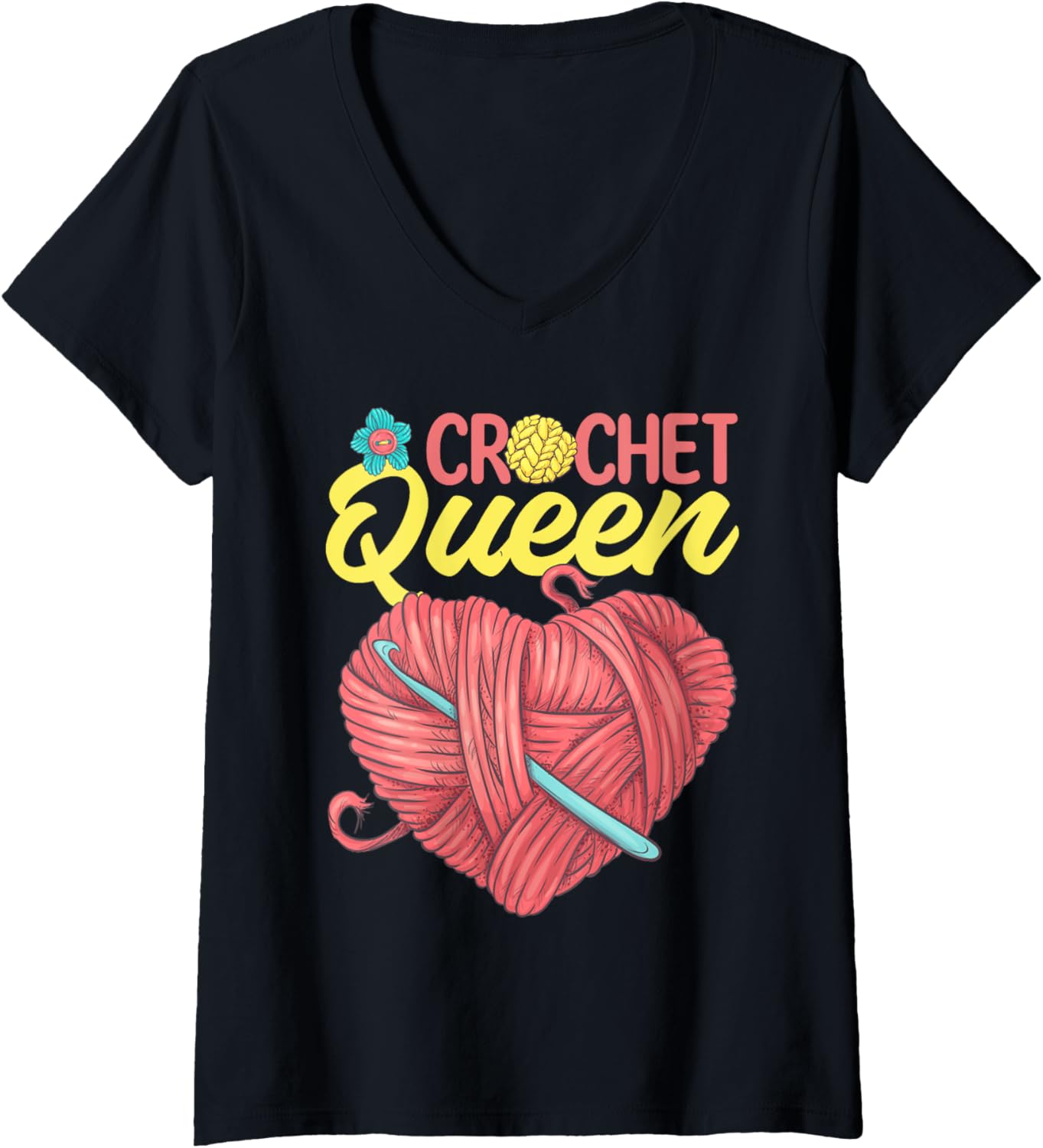 Womens Crochet Queen - Yarn Lover V-Neck Yarn Supply | Top Rated | Best Seller Choice