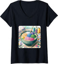 Womens Ramen Bowl With Noodle Yarn, Needle, Button Toppings. Yarn V-Neck Yarn Supply | Trending 2025 | Perfect for Cr...