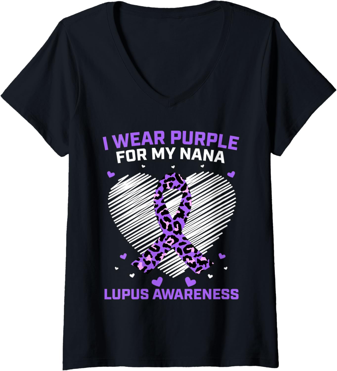 Womens Cheetah Print Cute I Wear Purple For My Nana Lupus Awareness V Neck Apparel Viral TikTok Find Everyday Wear