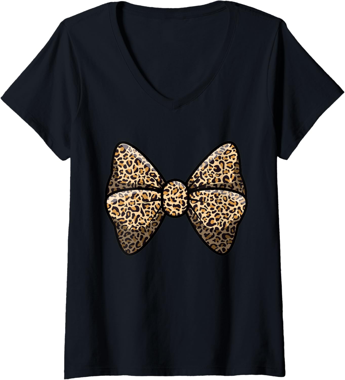 Womens Womens Leopard Cheetah Animal Print Bow Tie V Neck Apparel Trending US US Top Pick