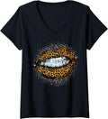 Womens Cool Braces Dentist Leopard Cheetah Print Womens Lip V Neck Apparel Streetwear Style Hot Right Now