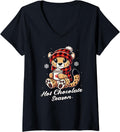 Womens Cheetah Funny Hot Choco Scarf Merry Christmas Mom Dad Kids V Neck Apparel High Search Demand Fan Favorite